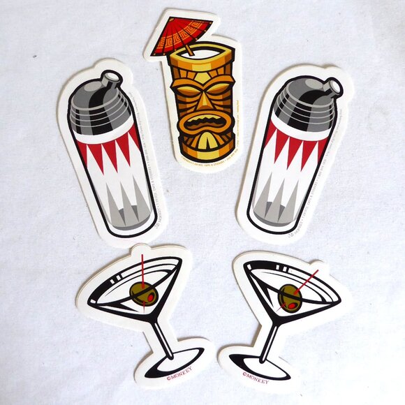 monkey Other - NEW 4.75” VINTAGE TIKI COCKTAIL SHAKER BAR MARTINI VINYL STICKER DECAL LOT OF 5